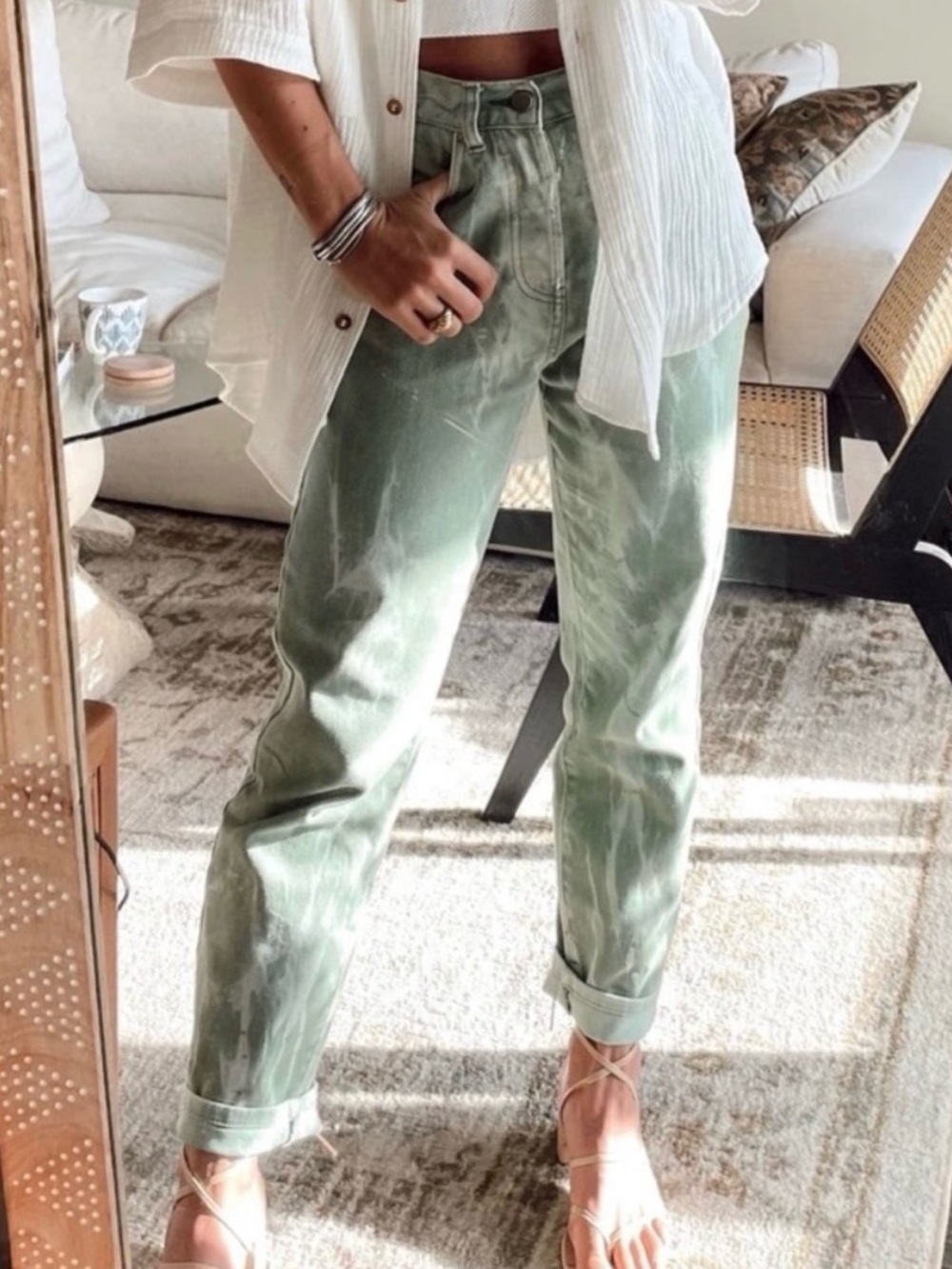 12th Tribe Spring Come to Green Tie Dye pants - Picture 2 of 3